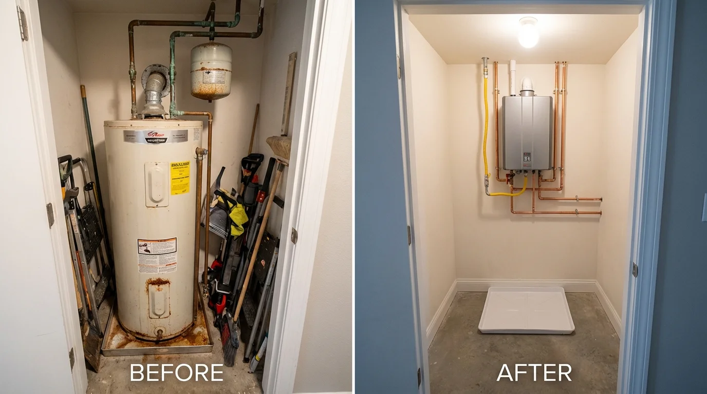 Tank water heater versus wall-mounted tankless unit comparison for Bishop, CA homeowners